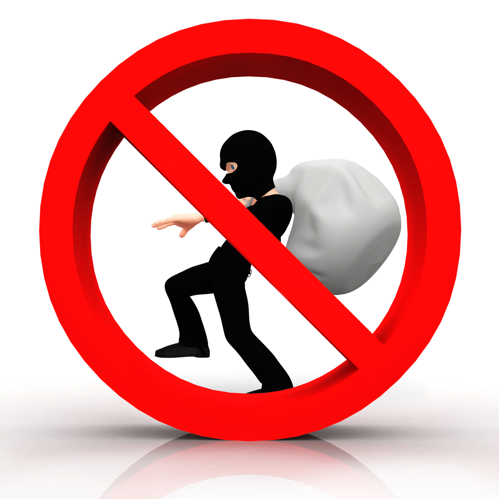 3D sign of no burglar allowed - isolated over a white background